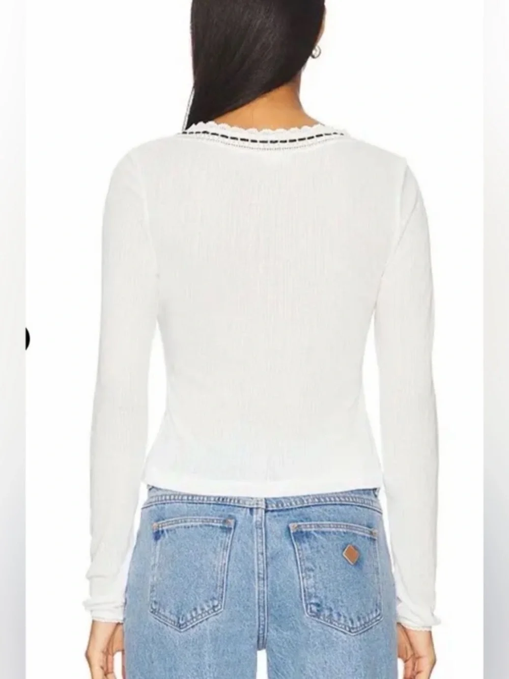 NWT Free People Ribbed V-Neck Long Sleeve Top